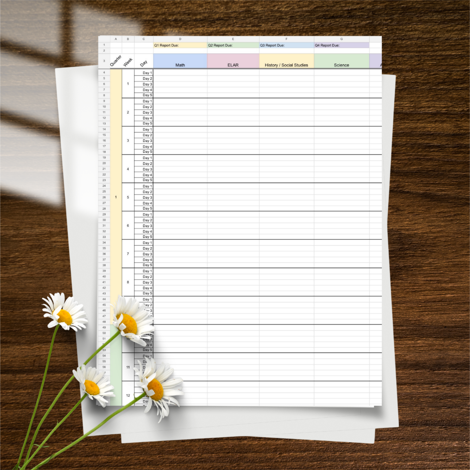 Year at a Glance - Editable Template | Google Sheets